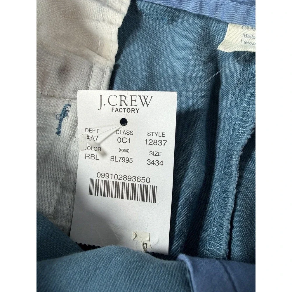 J. Crew Pants Mens 34x34 Blue Bleeker Athletic Fit Broken in Chino Party NEW